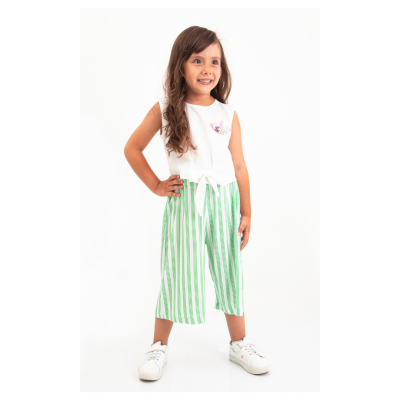 Wholesale Girls 2-Pieces Blouse and Capri Set 4-7Y Pafim 2041-Y23-3383 Green