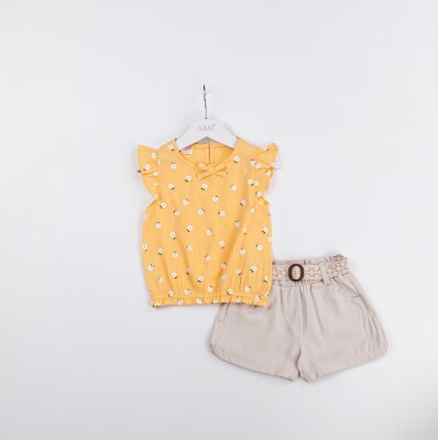 Wholesale Girls 2-Pieces Blouse and Short Set 2-5Y Sani 1068-2359 Yellow