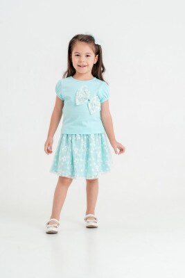 Wholesale Girls 2-Pieces Blouse and Skirt Set 2-5Y Eray Kids 1044-13324 Mavi