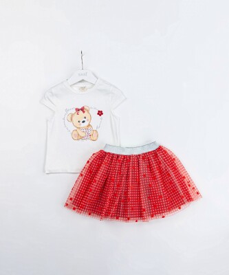 Wholesale Girls 2-Pieces Blouse and Skirt Set 2-5Y Sani 1068-2347 Red