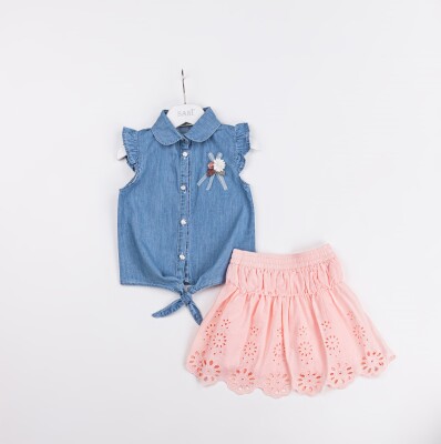 Wholesale Girls 2-Pieces Blouse and Skirt Set 2-5Y Sani 1068-2354 - Sani (1)