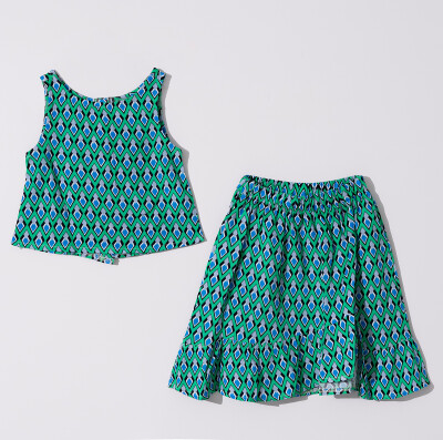 Wholesale Girls 2-Pieces Blouse and Skirt Set 2-5Y Tuffy 1099-1279 Green