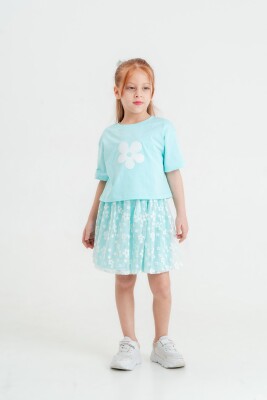 Wholesale Girls 2-Pieces Blouse and Skirt Set 3-6Y Eray Kids 1044-13322 Mavi