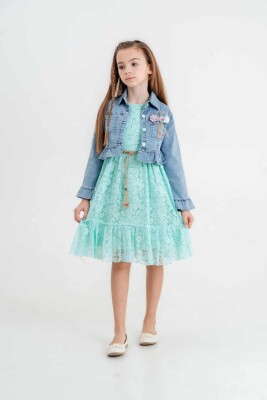 Wholesale Girls 2-Pieces Jacket and Dress 5-8Y Eray Kids 1044-13240 Green