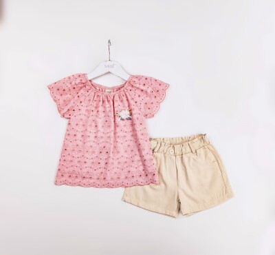 Wholesale Girls 2-Pieces T-shirt and Short Set 2-5Y Sani 1068-2365 - Sani (1)