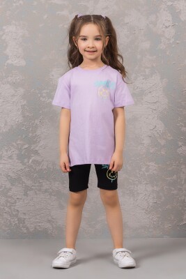 Wholesale Girls 2-Pieces T-shirt and Short Set 4-9Y DMB Boys&Girls 1081-0107 Lilac