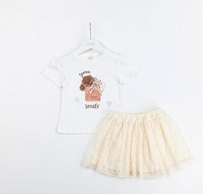 Wholesale Girls 2-Pieces T-shirt and Skirt Set 2-5Y Sani 1068-2353 - 1
