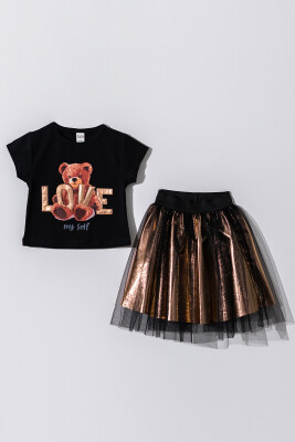 Wholesale Girls 2-Pieces T-shirt and Skirt Set 2-5Y Tuffy 1099-1026 Black