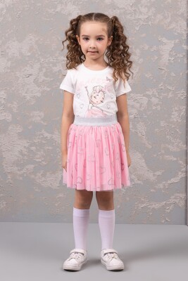 Wholesale Girls 2-Pieces T-shirt and Skirt Set 3-7Y DMB Boys&Girls 1081-0327 Pink