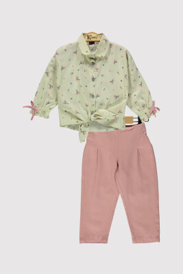 Wholesale Girl's 2pcs Printed Shirt and Trousers Set 2-5Y Kumru Bebe 1075-4313 - Kumru Bebe