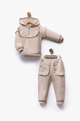 Wholesale Girl's 2pcs Sweat and Trousers Set 1-5Y Flexi Baby 2063-217538 Cream