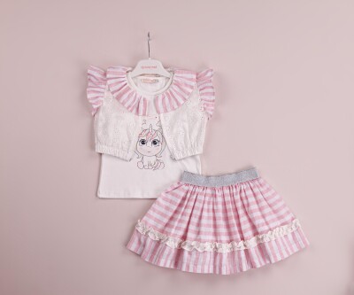 Wholesale Girls 3-Piece Bolero T-shirt and Skirt 1-4Y BabyRose 1002-4106 - Babyrose (1)