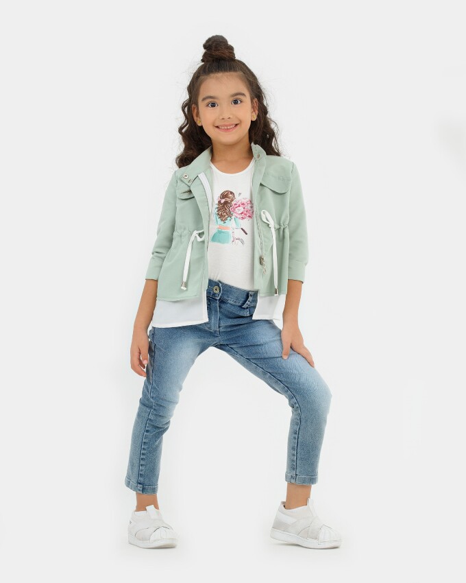 Wholesale Girls 3-Piece Jacket, Badi and Denim Pants Set 2-6Y Miss Lore 1055-5517 - 2