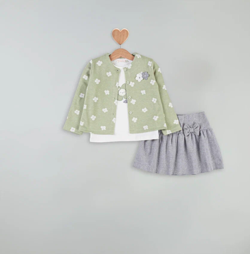 Wholesale Girls' 3-Piece Jacket, Bodysuit, and Skirt Set 1-4Y BabyRose 1002-4625 - 1