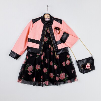 Wholesale Girls 3-Piece Jacket, Dress and Bag Set 2-6Y Miss Lore 5317 Miss Lore 1055-5317 Pink