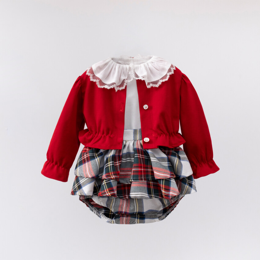 Wholesale Girls 3-Piece Jacket Shirt and Skirt Set 6-18M Cumino 1014-CMN3560 - 1