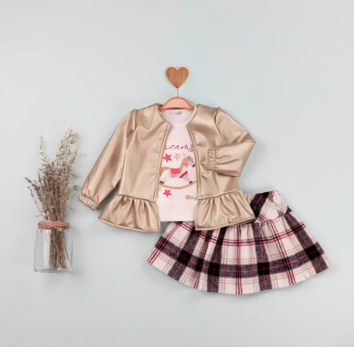 Wholesale Girl's 3 Piece Jacket Skirt and Body Set 1-4Y BabyRose 1002-4591 - 1