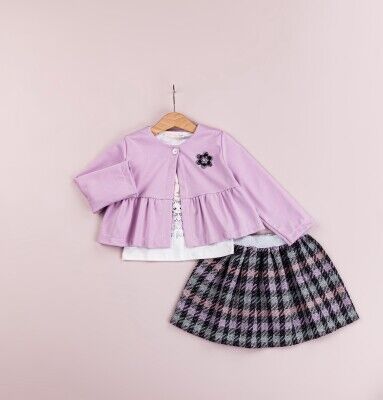 Wholesale Girls 3-Piece Jacket T-Shirt and Skirt Set 1-4Y BabyRose 1002-4313 - 2