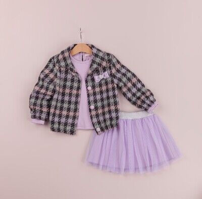 Wholesale Girls 3-Piece Jacket T-Shirt and Tulle Skirt Set 1-4Y BabyRose 1002-4312 - 2