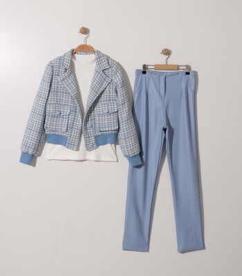 Wholesale Girl's 3-Piece Jacket, Trousers and Body Suit 10-13Y Gocoland 2008-5708 Blue