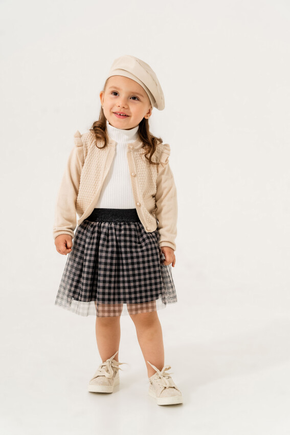 Wholesale Girls 3-Piece Knitted Knitwear Jacket and Skirt Suit 2-5Y Gocoland 2008-5773 - 2