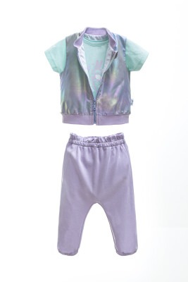 Wholesale Girls 3-Piece T-shirt and Pants Set with Vest 1-4Y Wogi 1030-WG-2210Y - Wogi