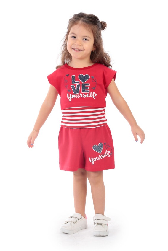 Wholesale Girls 3-Piece T-shirt and Shorts set 3-6Y Elnino 1025-22212 - 1