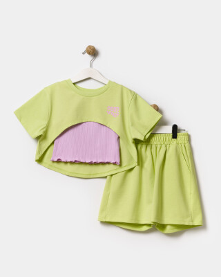 Wholesale Girls 3-Piece T-Shirt, Shorts and Badi Set 9-12Y Miniloox 1054-24802 - Miniloox