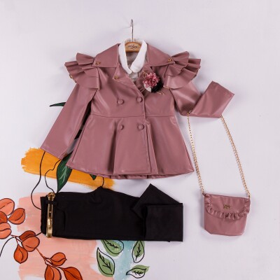 Wholesale Girls 3-Pieces Bag Jacket, Shirt and Pants Set 2-6Y Miss Lore 1055-5200 - Miss Lore
