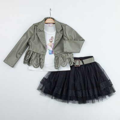 Wholesale Girls 3-Pieces Jacket, Body and Skirt Set 2-6Y Miss Lore 1055-5522 - 1