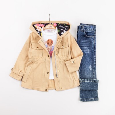 Wholesale Girls 3-Pieces Jacket, T-shirt and Pants Set 2-6Y Miss Lore 1055-5602 - 4
