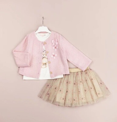 Wholesale Girls 3-Pieces Jacket, T-shirt and Skirt Set 1-4Y BabyRose 1002-4509 - BabyRose