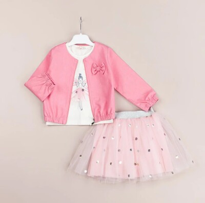 Wholesale Girls 3-Pieces Jacket, T-shirt and Skirt Set 1-4Y BabyRose 1002-4539 - BabyRose