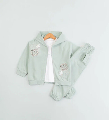 Wholesale Girl's 3pcs Tracksuit Set 2-5Y BabyRose 1002-7801 Green