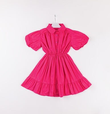 Wholesale Girls Balloon Sleeve Dress 7-10Y Büşra Bebe 1016-24119 Пурпурный 