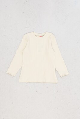 Wholesale Girls Basic Long Sleeve T-Shirt 9-14Y DMB Boys&Girls 1081-9691 Cream