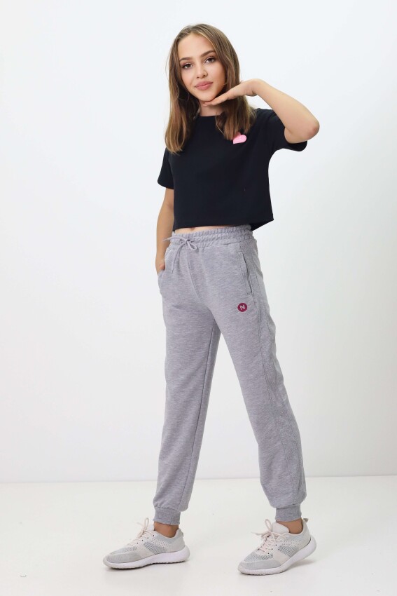 Wholesale Girls' Basic Sweatpants 11-14Y Nickel 2060-20110-3 - 3