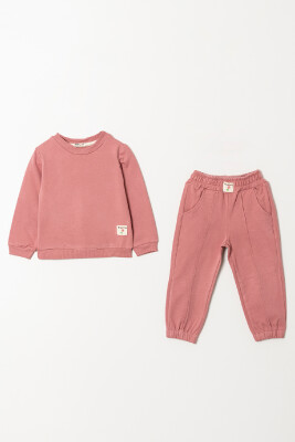 Wholesale Girls Basic Tracksuit Set 2-5Y Tuffy 1099-01095 Rose