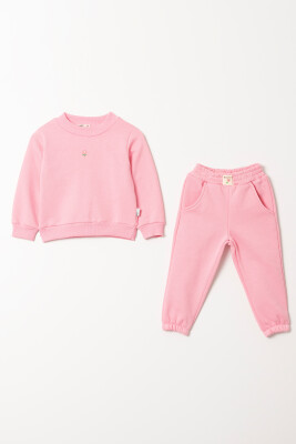 Wholesale Girl's Basic Tracksuit Set with Flower Detail 2-5Y Tuffy 1099-01064 - Tuffy (1)