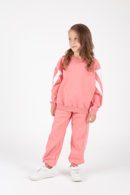 Wholesale Girl's Bat Sleeve Tracksuit Suit 4-8Y Pafim 2041-K24-8023 Pink