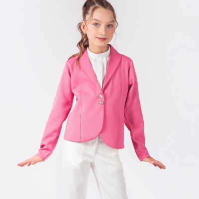 Wholesale Girls Buttoned Jacket 12-15Y Pafim 2041-Y23-3207 Fuschia
