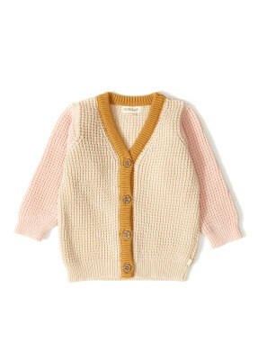 Wholesale Girls Cardigan with 100% Organic Cotton GOTS Certified Knitwear 12-36M Uludağ Triko 1061-21066-1 Бежевый 