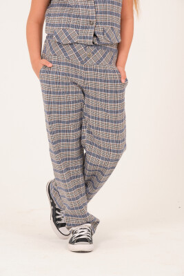 Wholesale Girls' Checkered Pattern Woven Pants 8-15Y Jazziee 2051-252J4MTE01 - Jazziee