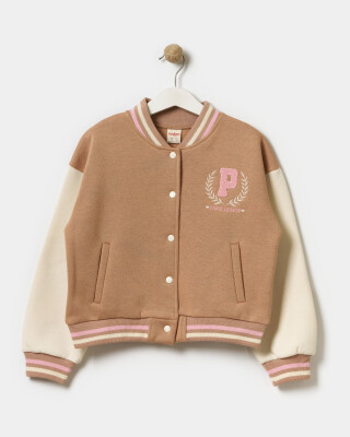 Wholesale Girls' College Jacket 9-12Y Miniloox 1054-24412 Light Brown 