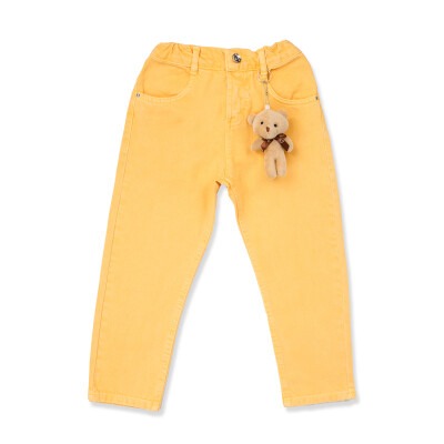 Wholesale Girls Colorful Mom Jean Pants with Teddy Bear 2-6Y Tilly 1009-2217 Оранжевый 