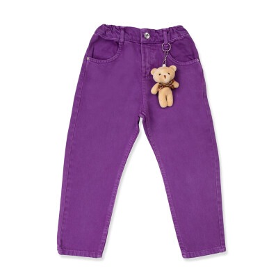 Wholesale Girls Colorful Mom Jean Pants with Teddy Bear 2-6Y Tilly 1009-2217 Фиолетовый
