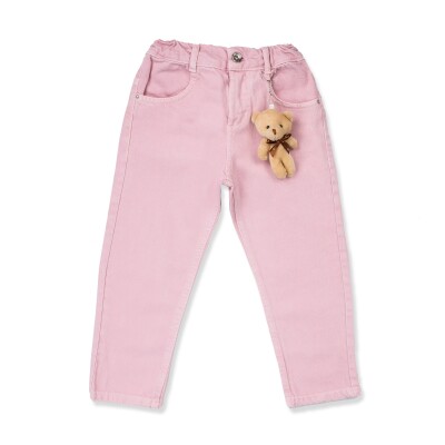 Wholesale Girls Colorful Mom Jean Pants with Teddy Bear 2-6Y Tilly 1009-2217 Розовый 
