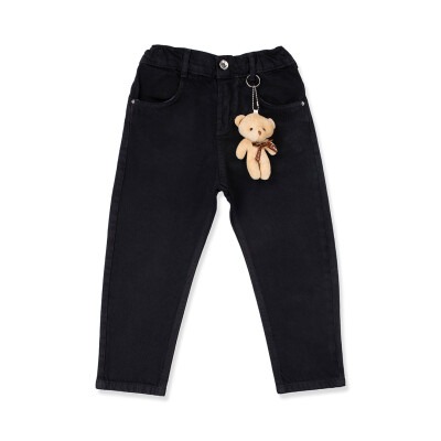 Wholesale Girls Colorful Mom Jean Pants with Teddy Bear 2-6Y Tilly 1009-2217 Black