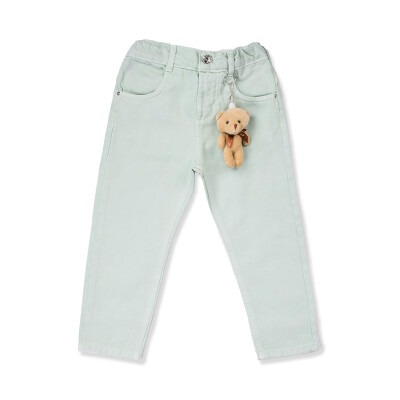 Wholesale Girls Colorful Mom Jean Pants with Teddy Bear 2-6Y Tilly 1009-2217 Mint Green 