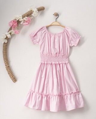 Wholesale Girls Cotton Dress 7-10Y Büşra Bebe 1016-23121 Pink